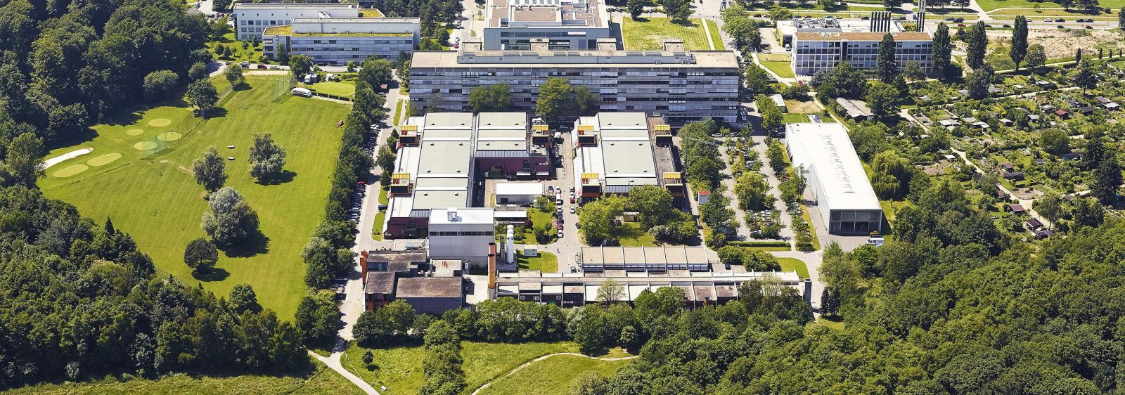 The Lichtwiese campus of the TU Darmstadt in the south of the city in an aerial photograph