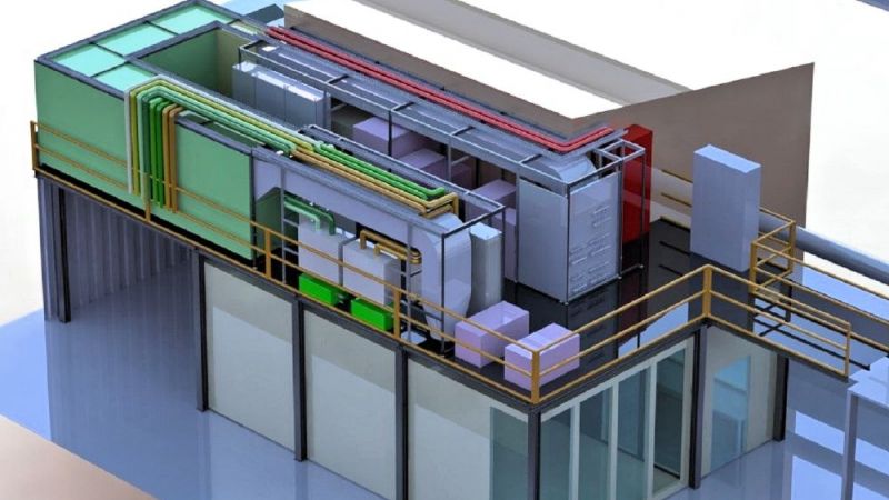 Climate chamber of the ILK Dresden research institute in the 3D CAD model with RLT system