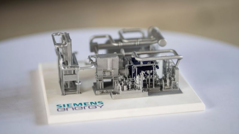 Dieses Modell zeigt die Wärmepumpe, gebaut von Siemens Energy, wie sie in Qwark3 zum Einsatz kommt.