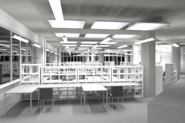 Light simulation with visualisation of the lighting conditions in the student workroom